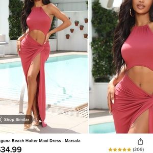 Fashionnova Laguna Beach Halter Maxi Dress - Marsala UNWORN small